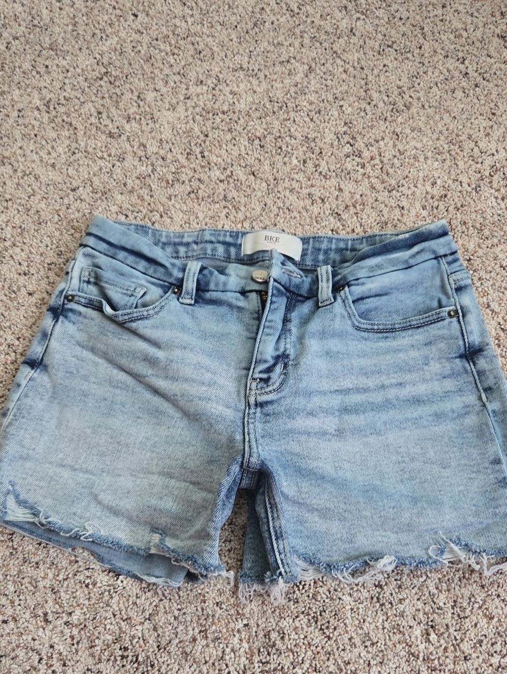 BKE Light Blue Distressed Denim Cutoff Shorts